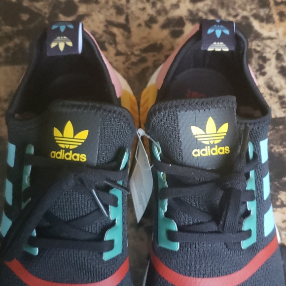 Rare Adidas NMD R1 Black/Yellow/Blue Sneakers NWT - Picture 7 of 16
